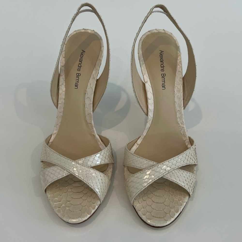 Alexandre Birman Ivory Exotic Python Sandals 7.5 - image 3